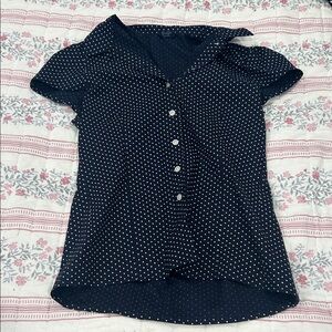 Brandy Melville Black Polka Dot Button Down Shirt